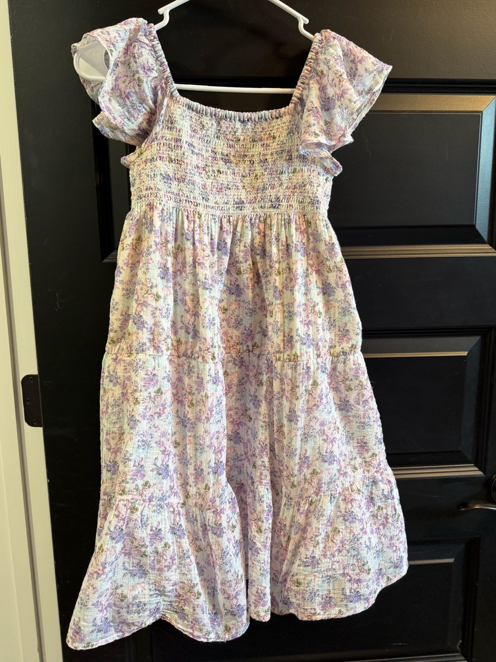 LoveShackFancy Lavender Floral Smocked Dress positano blue Euc 10 girls